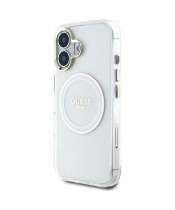 Guess IML Metal Colored Circle Classic Logo MagSafe case for iPhone 16 - white