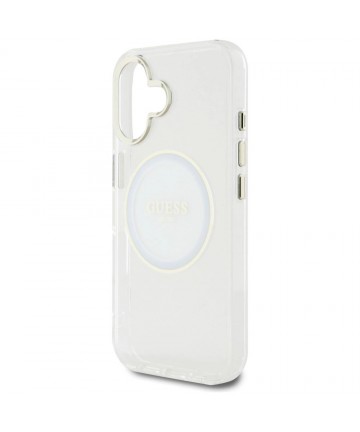 Guess IML Metal Colored Circle Classic Logo MagSafe case for iPhone 16 - white