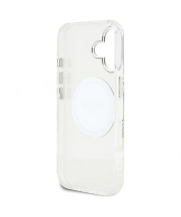 Guess IML Metal Colored Circle Classic Logo MagSafe case for iPhone 16 - white