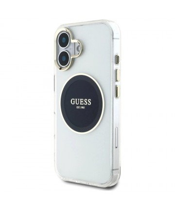 Guess IML Metal Colored Circle Classic Logo MagSafe case for iPhone 16 - black