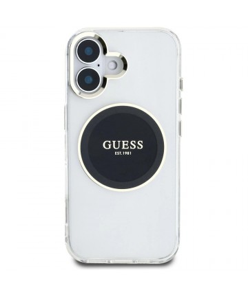 Guess IML Metal Colored Circle Classic Logo MagSafe case for iPhone 16 - black