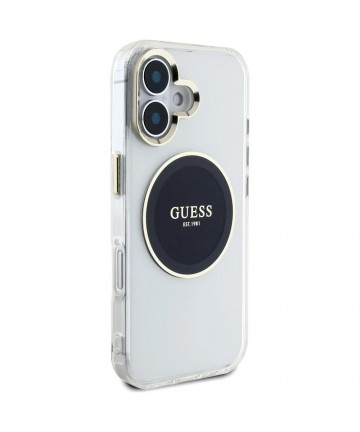 Guess IML Metal Colored Circle Classic Logo MagSafe case for iPhone 16 - black