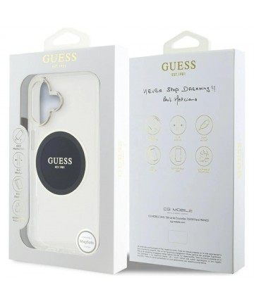Guess IML Metal Colored Circle Classic Logo MagSafe case for iPhone 16 - black