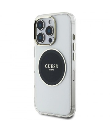 Guess IML Metal Colored Circle Classic Logo MagSafe case for iPhone 16 Pro - black