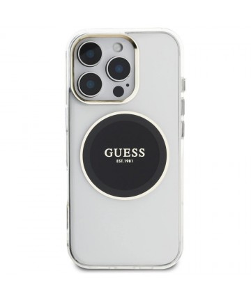Guess IML Metal Colored Circle Classic Logo MagSafe case for iPhone 16 Pro - black