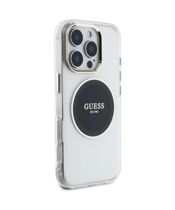 Guess IML Metal Colored Circle Classic Logo MagSafe case for iPhone 16 Pro - black