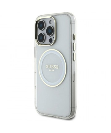 Guess IML Metal Colored Circle Classic Logo MagSafe case for iPhone 16 Pro Max - white