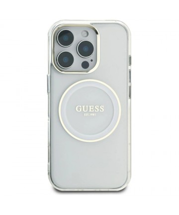 Guess IML Metal Colored Circle Classic Logo MagSafe case for iPhone 16 Pro Max - white