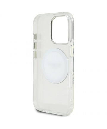 Guess IML Metal Colored Circle Classic Logo MagSafe case for iPhone 16 Pro Max - white