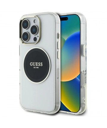 Guess IML Metal Colored Circle Classic Logo MagSafe Case for iPhone 16 Pro Max - Black