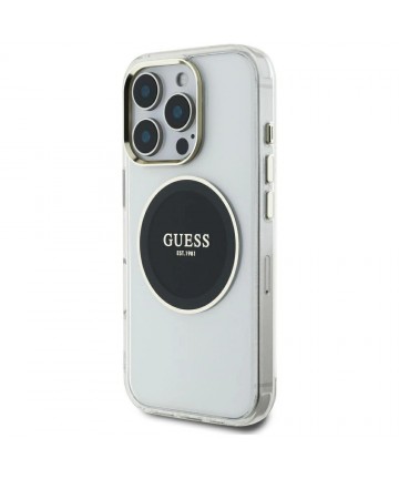 Guess IML Metal Colored Circle Classic Logo MagSafe Case for iPhone 16 Pro Max - Black