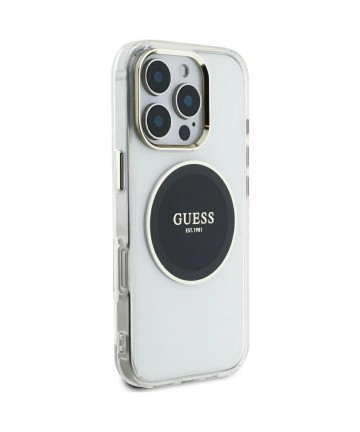 Guess IML Metal Colored Circle Classic Logo MagSafe Case for iPhone 16 Pro Max - Black