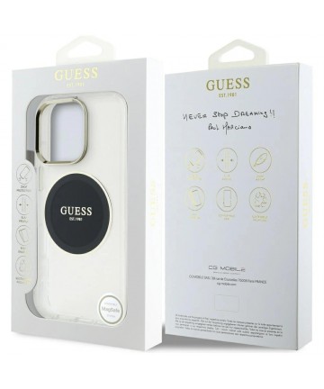 Guess IML Metal Colored Circle Classic Logo MagSafe Case for iPhone 16 Pro Max - Black