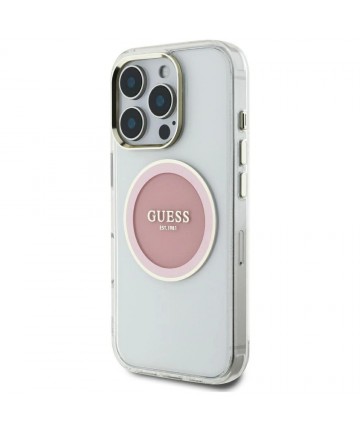 Guess IML Metal Colored Circle Classic Logo MagSafe case for iPhone 16 Pro Max - pink