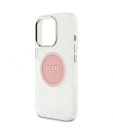 Guess IML Metal Colored Circle Classic Logo MagSafe case for iPhone 16 Pro Max - pink