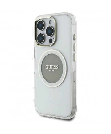 Guess IML Metal Colored Circle Classic Logo MagSafe case for iPhone 16 Pro Max - gray