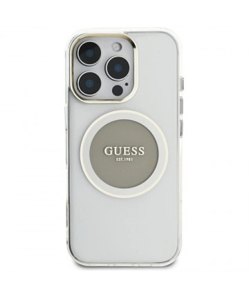 Guess IML Metal Colored Circle Classic Logo MagSafe case for iPhone 16 Pro Max - gray