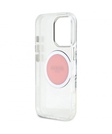 Guess IML Metal Colored Circle Classic Logo MagSafe iPhone 16 Pro Case - Pink