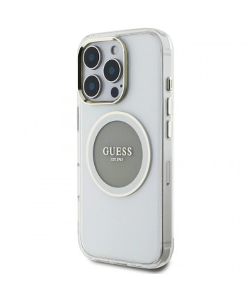 Guess IML Metal Colored Circle Classic Logo MagSafe case for iPhone 16 Pro - gray