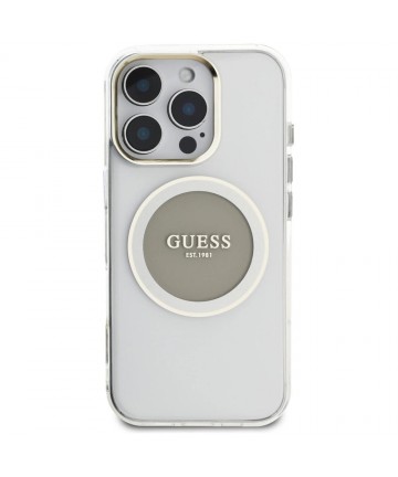 Guess IML Metal Colored Circle Classic Logo MagSafe case for iPhone 16 Pro - gray