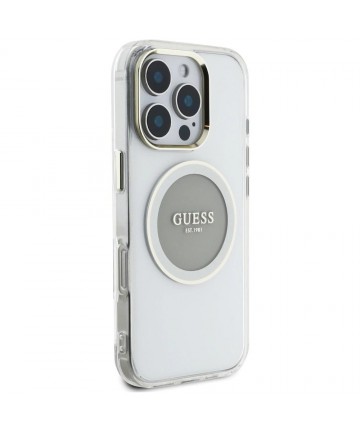 Guess IML Metal Colored Circle Classic Logo MagSafe case for iPhone 16 Pro - gray