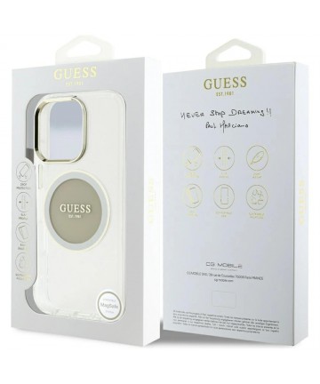 Guess IML Metal Colored Circle Classic Logo MagSafe case for iPhone 16 Pro - gray