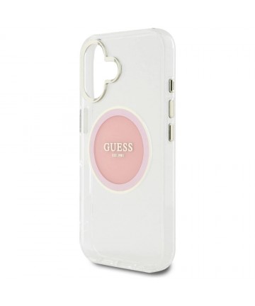Guess IML Metal Colored Circle Classic Logo MagSafe iPhone 16 Case - Pink