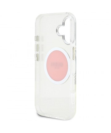 Guess IML Metal Colored Circle Classic Logo MagSafe iPhone 16 Case - Pink