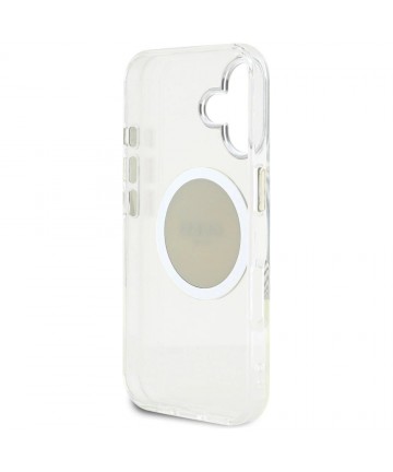 Guess IML Metal Colored Circle Classic Logo MagSafe case for iPhone 16 - gray