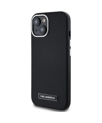 Karl Lagerfeld FW Metal Plate MagSafe iPhone 15 Case - Black