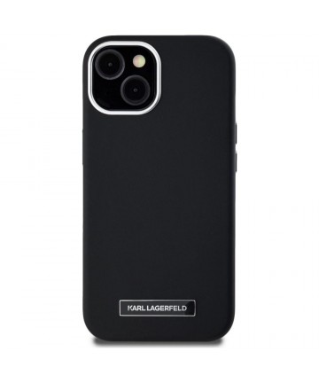 Karl Lagerfeld FW Metal Plate MagSafe iPhone 15 Case - Black