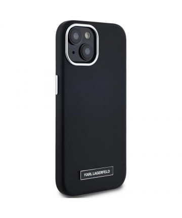 Karl Lagerfeld FW Metal Plate MagSafe iPhone 15 Case - Black