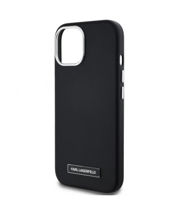 Karl Lagerfeld FW Metal Plate MagSafe iPhone 15 Case - Black