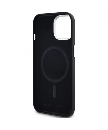 Karl Lagerfeld FW Metal Plate MagSafe iPhone 15 Case - Black