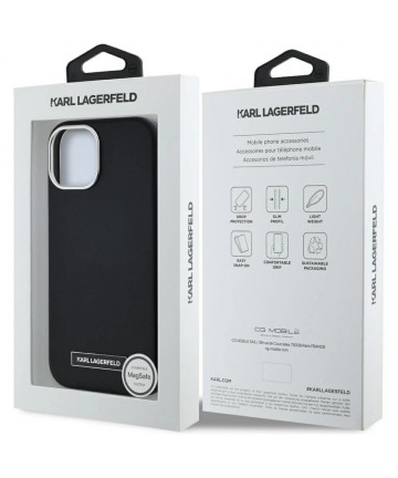 Karl Lagerfeld FW Metal Plate MagSafe iPhone 15 Case - Black