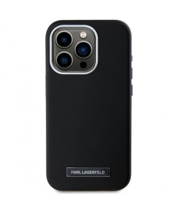 Karl Lagerfeld FW Metal Plate MagSafe iPhone 15 Pro Case - Black