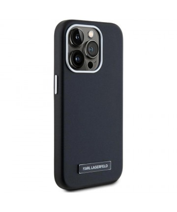 Karl Lagerfeld FW Metal Plate MagSafe iPhone 15 Pro Case - Black