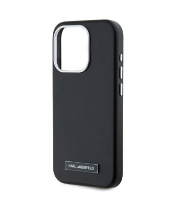 Karl Lagerfeld FW Metal Plate MagSafe iPhone 15 Pro Case - Black