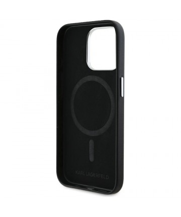 Karl Lagerfeld FW Metal Plate MagSafe iPhone 15 Pro Case - Black