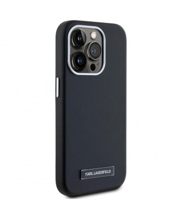 Karl Lagerfeld FW Metal Plate MagSafe iPhone 15 Pro Max Case - Black
