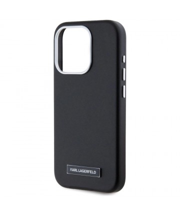 Karl Lagerfeld FW Metal Plate MagSafe iPhone 15 Pro Max Case - Black