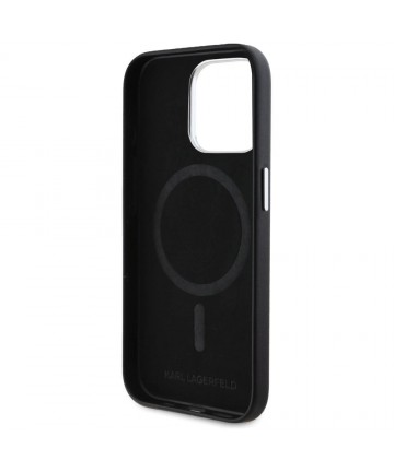 Karl Lagerfeld FW Metal Plate MagSafe iPhone 15 Pro Max Case - Black