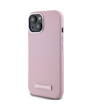 Karl Lagerfeld FW Metal Plate MagSafe iPhone 15 Case - Pink
