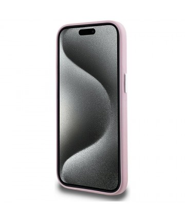 Karl Lagerfeld FW Metal Plate MagSafe iPhone 15 Case - Pink