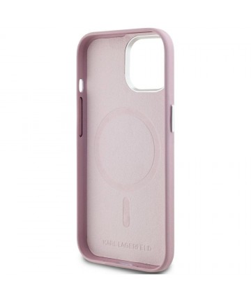 Karl Lagerfeld FW Metal Plate MagSafe iPhone 15 Case - Pink