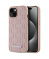 Karl Lagerfeld Leather Monogram Metal Logo MagSafe iPhone 15 Case - Pink