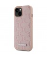 Karl Lagerfeld Leather Monogram Metal Logo MagSafe iPhone 15 Case - Pink