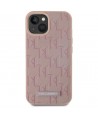 Karl Lagerfeld Leather Monogram Metal Logo MagSafe iPhone 15 Case - Pink