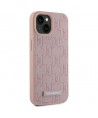 Karl Lagerfeld Leather Monogram Metal Logo MagSafe iPhone 15 Case - Pink