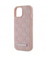 Karl Lagerfeld Leather Monogram Metal Logo MagSafe iPhone 15 Case - Pink